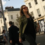 Military style jacket, black and shades Kings road SW3